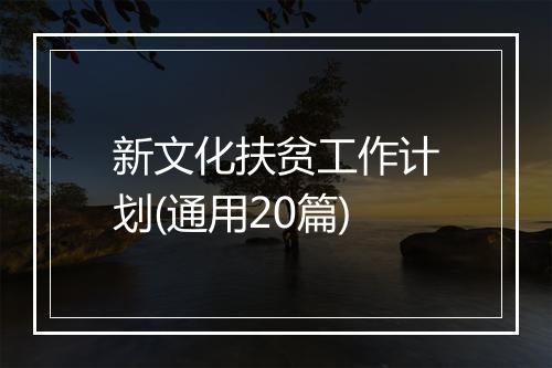 新文化扶贫工作计划(通用20篇)