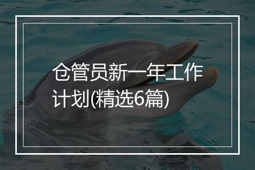 仓管员新一年工作计划(精选6篇)