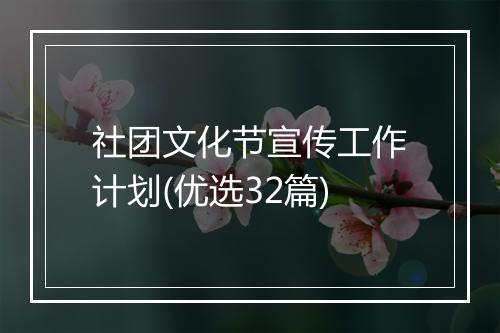 社团文化节宣传工作计划(优选32篇)