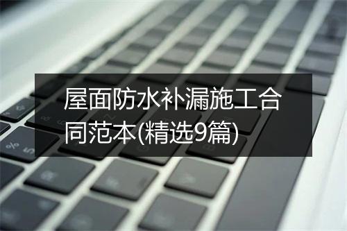 屋面防水补漏施工合同范本(精选9篇)