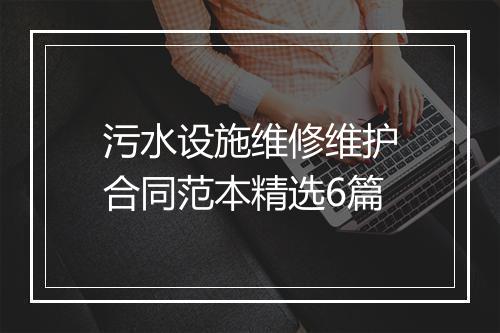 污水设施维修维护合同范本精选6篇