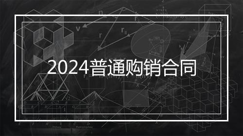 2024普通购销合同