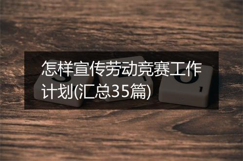 怎样宣传劳动竞赛工作计划(汇总35篇)