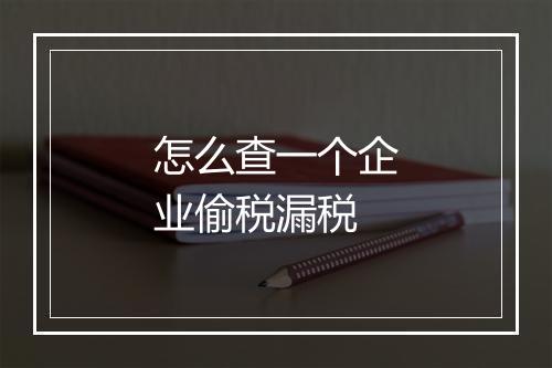 怎么查一个企业偷税漏税
