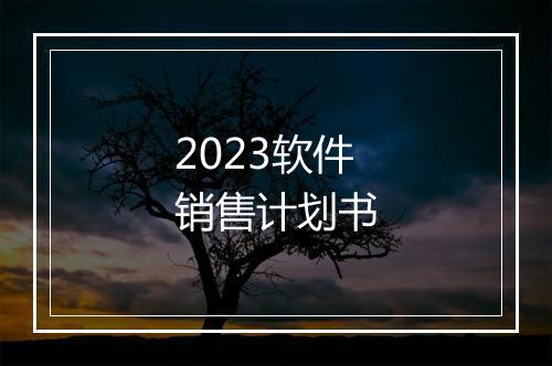 2023软件销售计划书