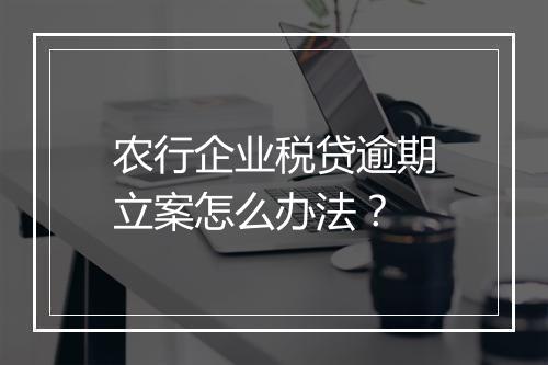农行企业税贷逾期立案怎么办法？