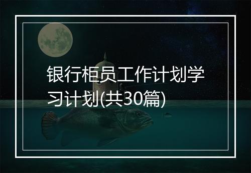 银行柜员工作计划学习计划(共30篇)