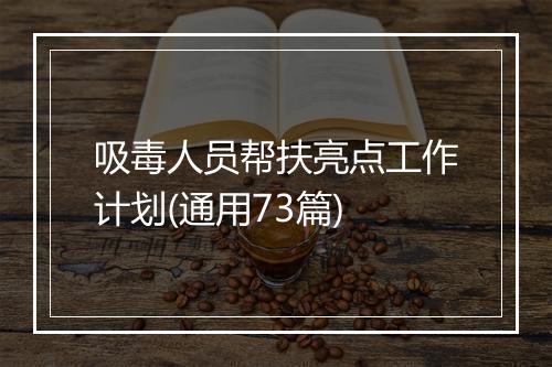 吸毒人员帮扶亮点工作计划(通用73篇)