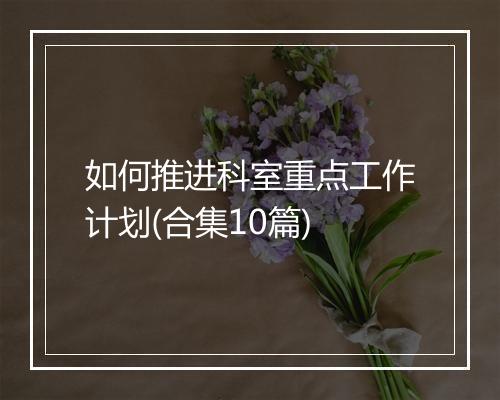 如何推进科室重点工作计划(合集10篇)