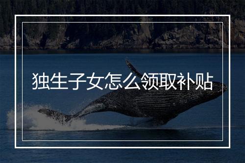 独生子女怎么领取补贴