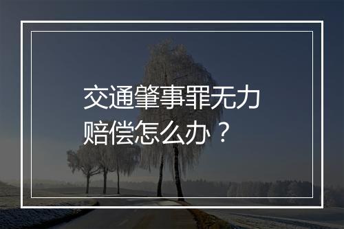 交通肇事罪无力赔偿怎么办？