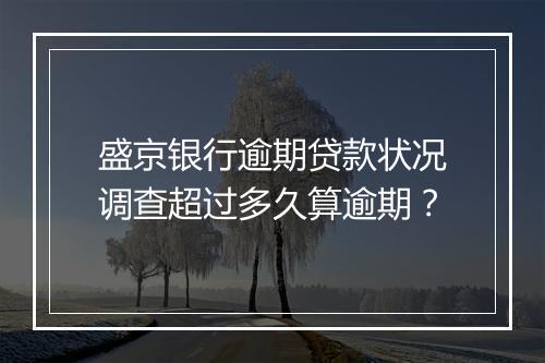 盛京银行逾期贷款状况调查超过多久算逾期？