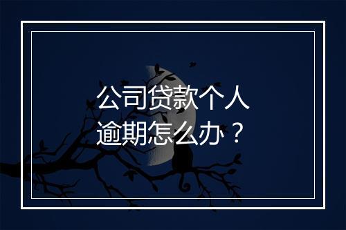 公司贷款个人逾期怎么办？