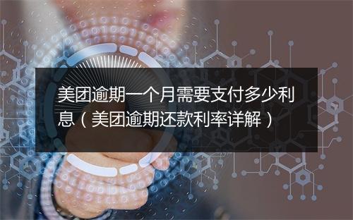 美团逾期一个月需要支付多少利息（美团逾期还款利率详解）