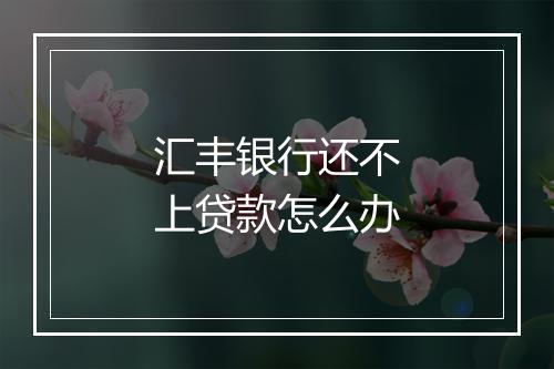 汇丰银行还不上贷款怎么办