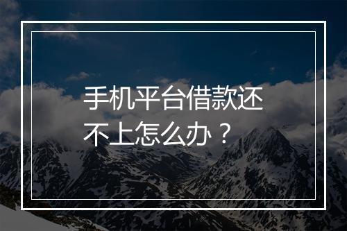 手机平台借款还不上怎么办？