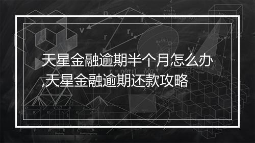 天星金融逾期半个月怎么办,天星金融逾期还款攻略