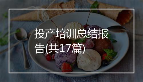 投产培训总结报告(共17篇)
