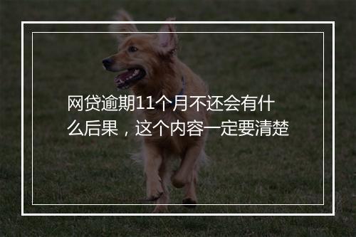 网贷逾期11个月不还会有什么后果，这个内容一定要清楚