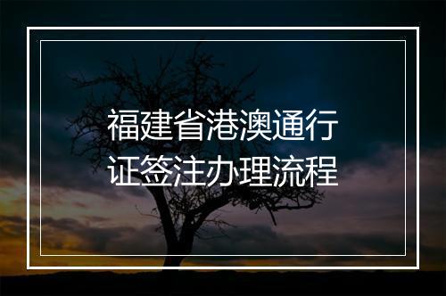 福建省港澳通行证签注办理流程
