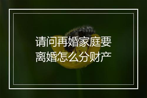 请问再婚家庭要离婚怎么分财产