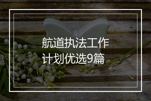航道执法工作计划优选9篇