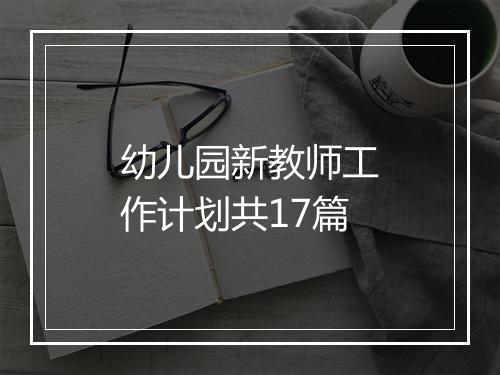 幼儿园新教师工作计划共17篇