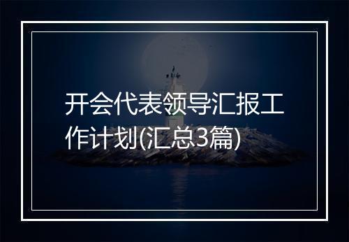 开会代表领导汇报工作计划(汇总3篇)