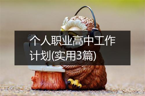 个人职业高中工作计划(实用3篇)