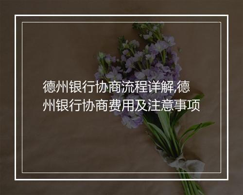 德州银行协商流程详解,德州银行协商费用及注意事项