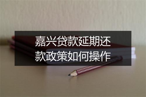 嘉兴贷款延期还款政策如何操作