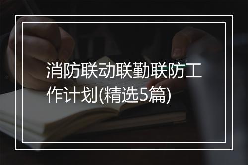 消防联动联勤联防工作计划(精选5篇)