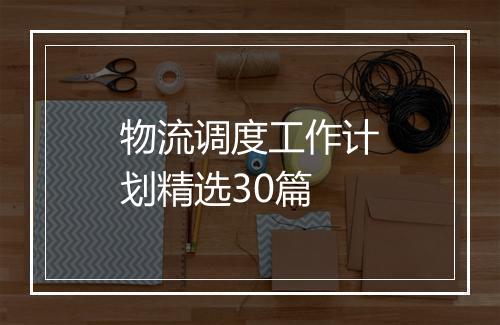 物流调度工作计划精选30篇