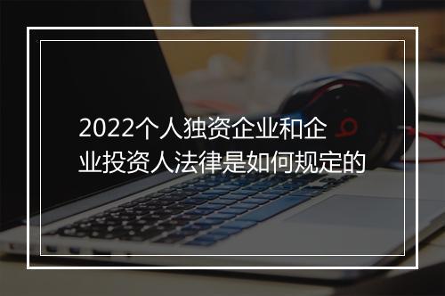 2022个人独资企业和企业投资人法律是如何规定的