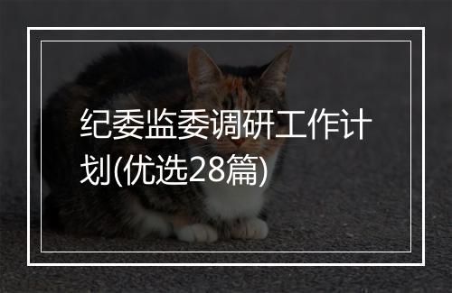 纪委监委调研工作计划(优选28篇)