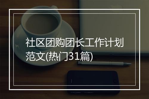 社区团购团长工作计划范文(热门31篇)