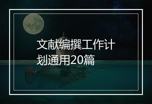 文献编撰工作计划通用20篇