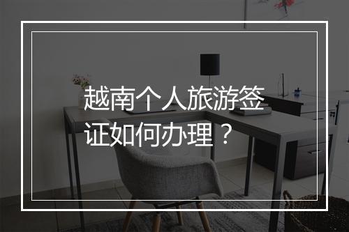 越南个人旅游签证如何办理？