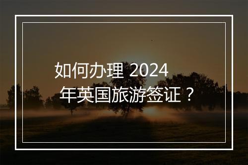如何办理 2024 年英国旅游签证？