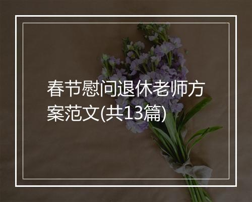 春节慰问退休老师方案范文(共13篇)
