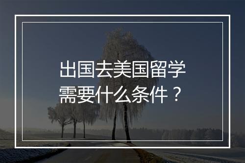 出国去美国留学需要什么条件？