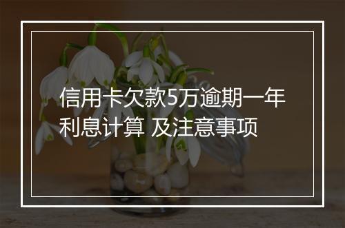 信用卡欠款5万逾期一年利息计算 及注意事项