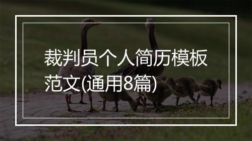 裁判员个人简历模板范文(通用8篇)