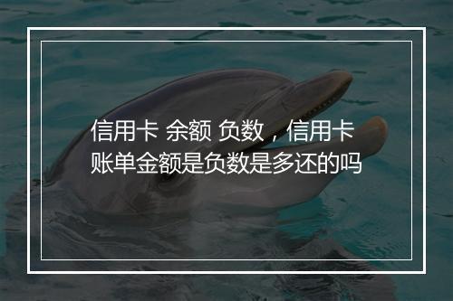信用卡 余额 负数，信用卡账单金额是负数是多还的吗