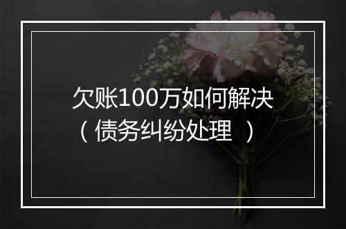 欠账100万如何解决（债务纠纷处理 ）