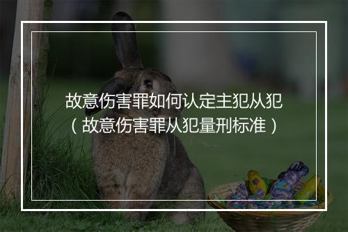 故意伤害罪如何认定主犯从犯（故意伤害罪从犯量刑标准）