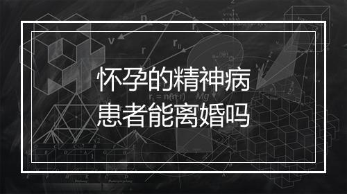 怀孕的精神病患者能离婚吗