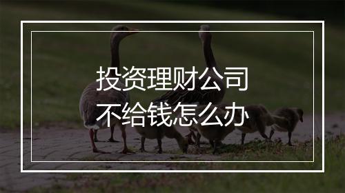 投资理财公司不给钱怎么办
