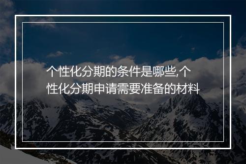 个性化分期的条件是哪些,个性化分期申请需要准备的材料