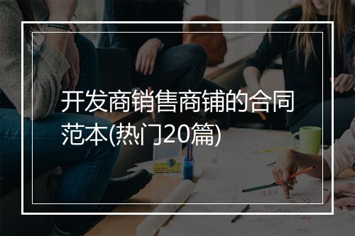 开发商销售商铺的合同范本(热门20篇)
